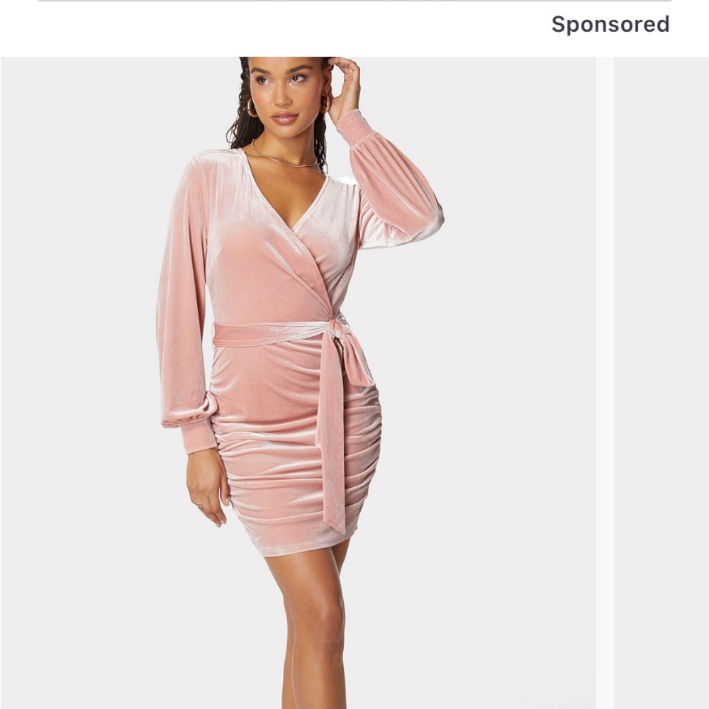 Bebe Pink Velvet Wrap Dress NEW WITH TAGS